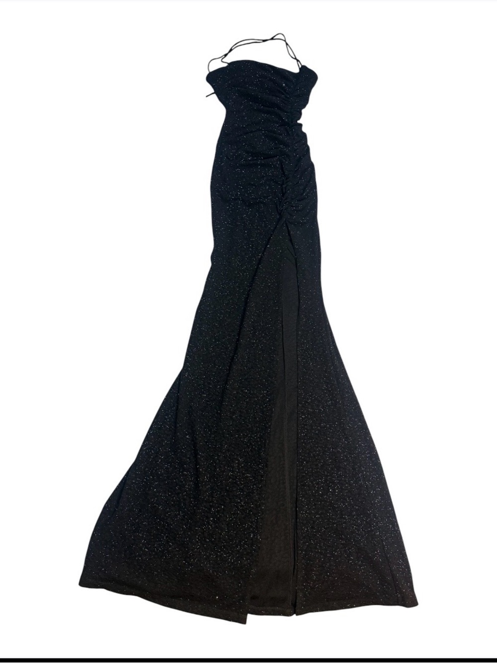 Black Sparkle Strapless Evening Gown